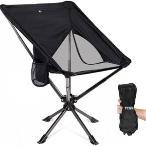 Swivel Portable Chair - Small Compact Collapsible Folding Chairs for Adults, Setup in 8 Seconds, Lightweight Outdoor Backpack Chair for Camping, Travel, Hiking, Beach, Support 300 LBS