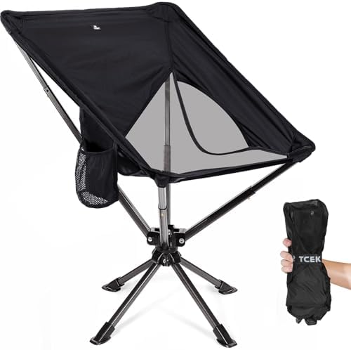 Swivel Portable Chair - Small Compact Collapsible Folding Chairs for Adults, Setup in 8 Seconds, Lightweight Outdoor Backpack Chair for Camping, Travel, Hiking, Beach, Support 300 LBS