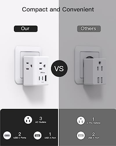 2 Pack European Travel Plug Adapter, International Power Plug Adapter with 3 Outlets 3 USB Charging Ports(2 USB C), Type C Plug Adapter Travel Essentials to Most Europe EU Spain Italy France Germany - Image 7