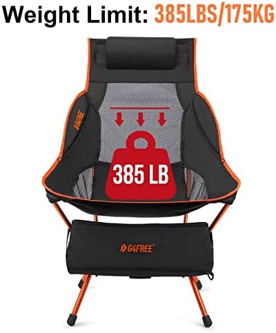 G4Free Folding Camp Chair High Back Lightweight Camping Chair with Removable Pillow, Side Pocket & Carry Bag, Compact & Heavy Duty 385lbs for Outdoor Hiking Backpacking Beach Picnic Travel - Image 6