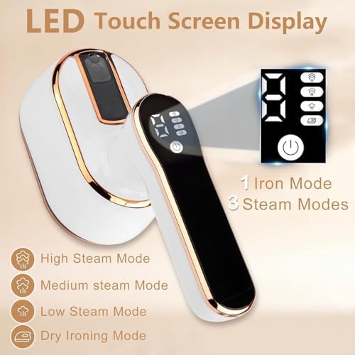 1000w Travel Steamer Iron for Clothes LED Portable Mini Steam Ironing Machine Handheld Small Travel Size Traveling Garment Hand Held Steamer for Clothing Travel Dorm Essentials College Home Room white - Image 2