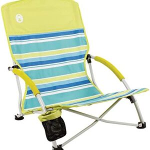 Coleman Utopia Breeze Beach Chair Lightweight Folding Beach Chair with Cup Holder & Carry Bag Portable Supports up to 250lbs
