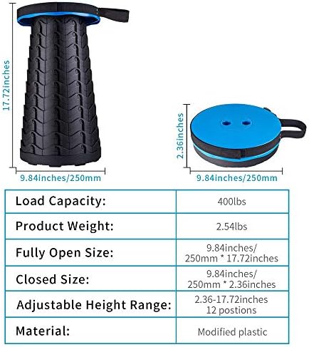 Boreeman Upgraded Folding Stool Lightweight Yet More Sturdy with Load Capacity 400lbs Portable Collapsible Stool for Camping Fishing Hiking BBQ (Blue) - Image 2