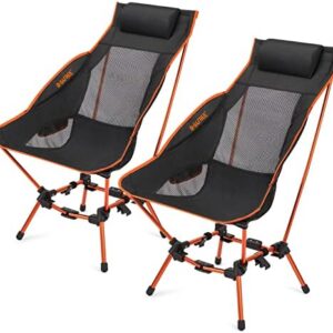 G4Free Folding Camp Chair High Back Lightweight Camping Chair with Removable Pillow, Side Pocket & Carry Bag, Compact & Heavy Duty 385lbs for Outdoor Hiking Backpacking Beach Picnic Travel
