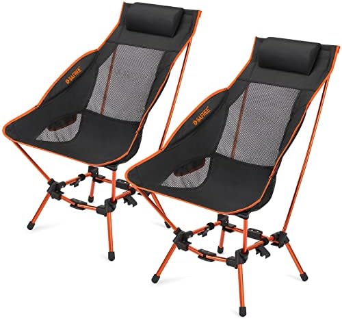 G4Free Folding Camp Chair High Back Lightweight Camping Chair with Removable Pillow, Side Pocket & Carry Bag, Compact & Heavy Duty 385lbs for Outdoor Hiking Backpacking Beach Picnic Travel