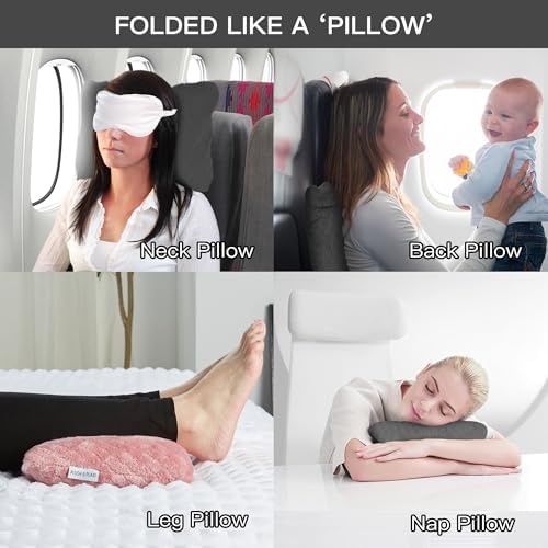 Plush & Plaid 2-Pack Travel Blanket Airplane Compact with Bag, Mid-Weight Soft Throw Blanket Pillow for Long/Short Flight, Portable Packable with Luggage Sleeve and Backpack Clip, 40x65, Pink - Image 5