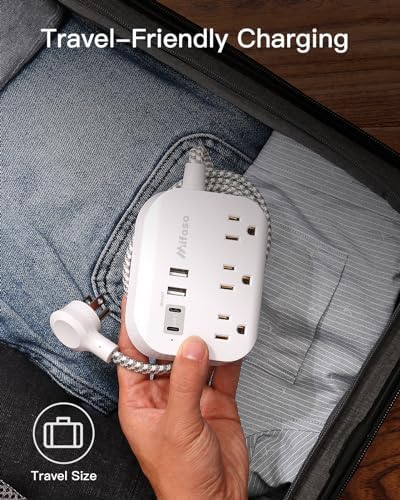 Cruise Ship Essentials - Mifaso Power Strip with USB Ports, 5Ft Flat Extension Cord with Multiple Outlets, USB Charging Station with Non Surge Protector for Cruise Ship, Travel, Dorm Room Essentials - Image 6