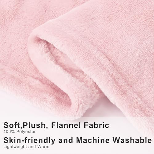 Kids Travel Blanket and Pillow- Premium Soft Pink Airplane Blanket with Adjustable Travel Bag, Hand Luggage Belt Compact Pack Large Blanket for Car, Road Trip, Home Use (60"*40" in) - Image 3