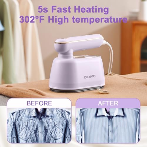 Travel Steamer, Dry & Wet 2 in 1 Portable Steamer for Clothes, 180° Rotatable Mini Steam Iron, Portable Iron for Home, Travel, Dorm, Gifts, School Gift, Home Essential (Purple) - Image 3