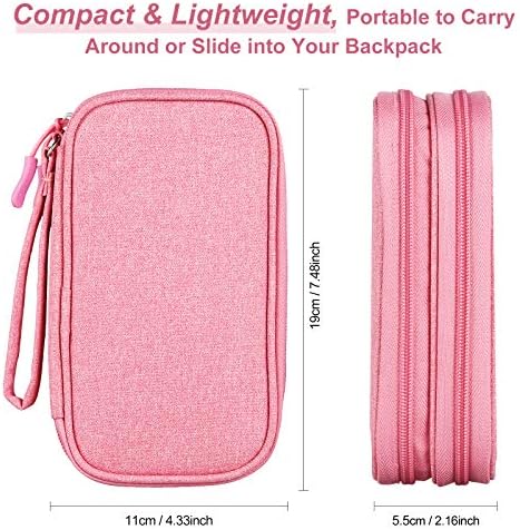 Travel Essentials for Women, Cord Organizer Storage Case Bag for Airplane Accessories & Tech Electronics (Small, Pink) - Image 3