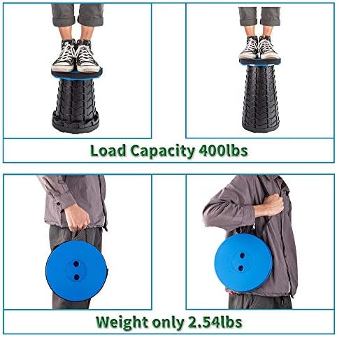 Boreeman Upgraded Folding Stool Lightweight Yet More Sturdy with Load Capacity 400lbs Portable Collapsible Stool for Camping Fishing Hiking BBQ (Blue) - Image 4