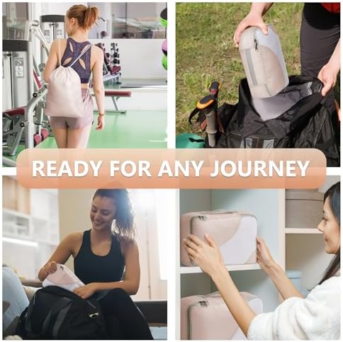 10 Set/8 Set Packing Cubes for Travel, Gifts for Women Mom,Anti-Tearing Suitcase Organizer for Luggage with Shoe & Hanging Toiletry Bag,OlarHike Vacation Essentials & Accessories for Cruise Ship,Cream - Image 7