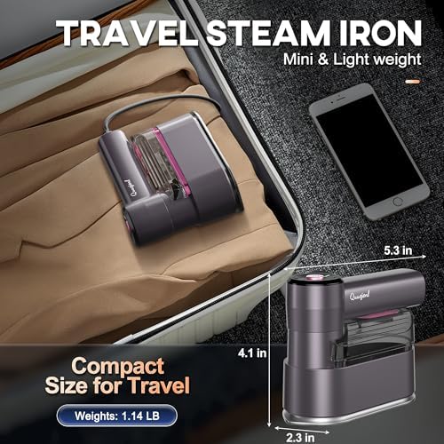 Travel Steamer - Portable Steamer for Clothes, 8FT Power Cord, Handheld Small Size Steam Iron Collapsible Design, Travel College Dorm Home Essentials (Purple) - Image 5