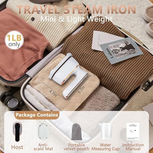 1000w Travel Steamer Iron for Clothes LED Portable Mini Steam Ironing Machine Handheld Small Travel Size Traveling Garment Hand Held Steamer for Clothing Travel Dorm Essentials College Home Room white - Image 6