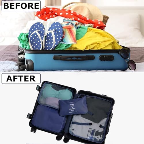 8 Set Packing Cubes for Suitcases Travel Luggage Packing Organizers,Travel Essentials Accessories Luggage Organizer with Shoe Bag Tioletry/Laundry Bag(Dark Blue) - Image 2