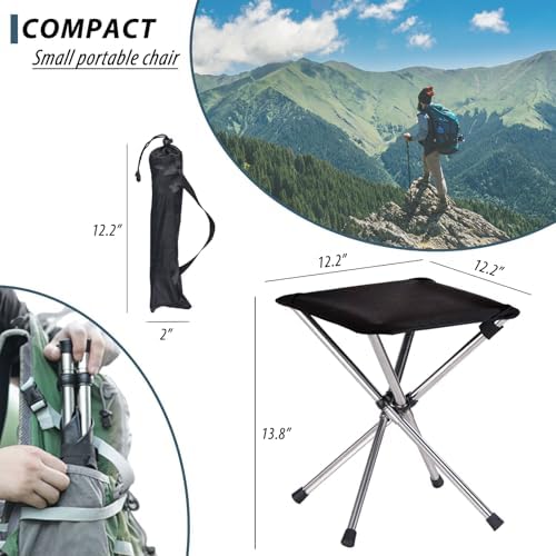 Camping Stool,Small Folding Chair,13.8" Lightweight Folding Stool Compact Backpacking Stool with Carry Bag - Image 2