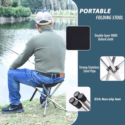 Camping Stool,Small Folding Chair,13.8" Lightweight Folding Stool Compact Backpacking Stool with Carry Bag - Image 4
