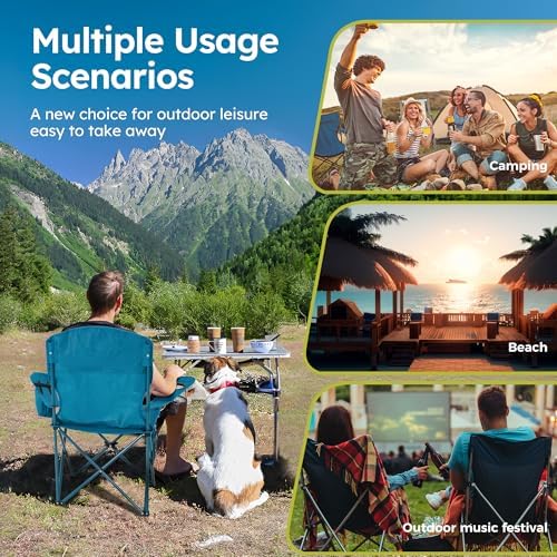 ALPHA CAMP Camping Chair 2 Pack Portable Chair with 3-Can Cooler Folding Chair with Side Pocket and Cup Holder, Collapsible for Camping, Tailgates, Beach, Fishing and Sports,2PC - Image 9