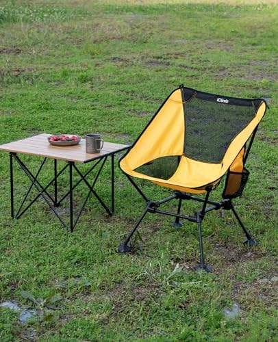 iClimb Ultralight Compact Camping Folding Beach Chair with Anti-Sinking Large Feet - Image 2