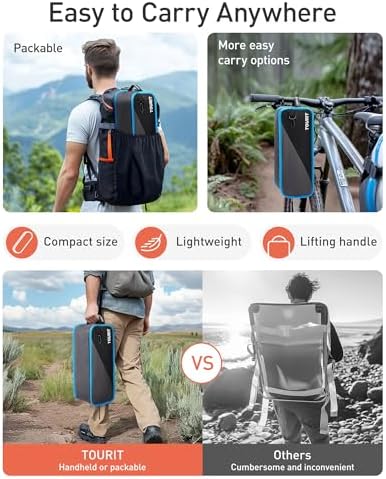 TOURIT Portable Folding Camping Backpack Chair with Head Support, High Back Stable Compact Outdoor Chair for Beach Picnic Travel Hiking, Supports 380 Lbs, Black - Image 4