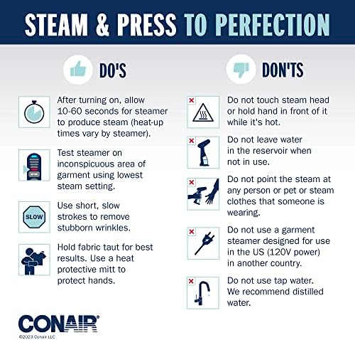 Conair Handheld Travel Garment Steamer for Clothes, CompleteSteam 1100W, For Home, Office and Travel, White - Image 6