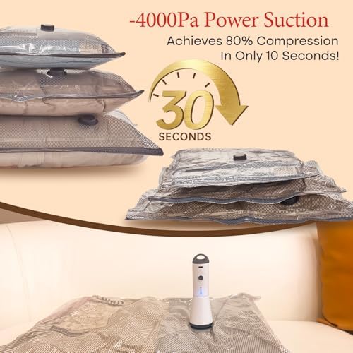 Vacuum Bags for Travel with Rechargeable air Pump, 15 Pack Carry-on Size Compression Packing Bags for Luggage and Suitcase, Space Saver for Clothes and Clothing Travel - Image 4