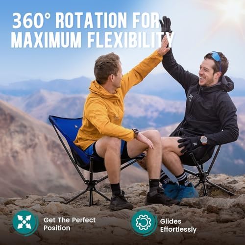 Swivel Portable Chair - Small Compact Collapsible Folding Chairs for Adults, Setup in 8 Seconds, Lightweight Outdoor Backpack Chair for Camping, Travel, Hiking, Beach, Support 300 LBS - Image 3