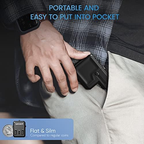 LENCENT International Travel Power Adapter,Mini All-in-One Charger, 2.4A USB, 3.0A Type-C Wall Charger, European Plug Adaptor, Universal Outlet Converter, for US to UK, Japan, EU Europe, Type A/I/G/C - Image 4