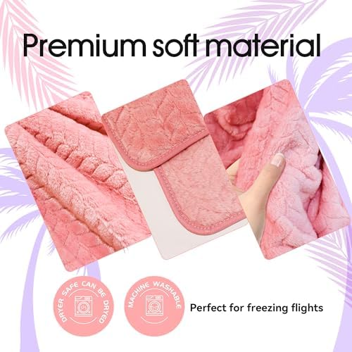 Travel Blanket and Pillow – Ultra Soft Lightweight Compact Blanket for Airplane, Car, Bus, Travel – Portable Cozy Fleece for Men, Women, and Kids – Pink, 40" x 63" - Image 2