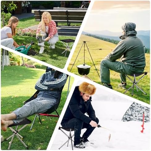Camping Stool,Small Folding Chair,13.8" Lightweight Folding Stool Compact Backpacking Stool with Carry Bag - Image 5