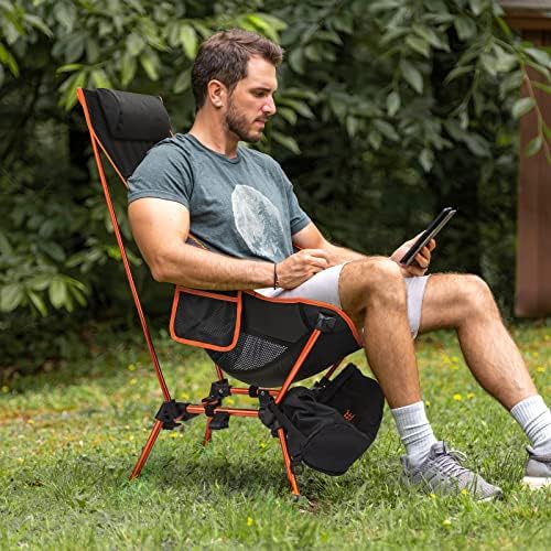 G4Free Folding Camp Chair High Back Lightweight Camping Chair with Removable Pillow, Side Pocket & Carry Bag, Compact & Heavy Duty 385lbs for Outdoor Hiking Backpacking Beach Picnic Travel - Image 2