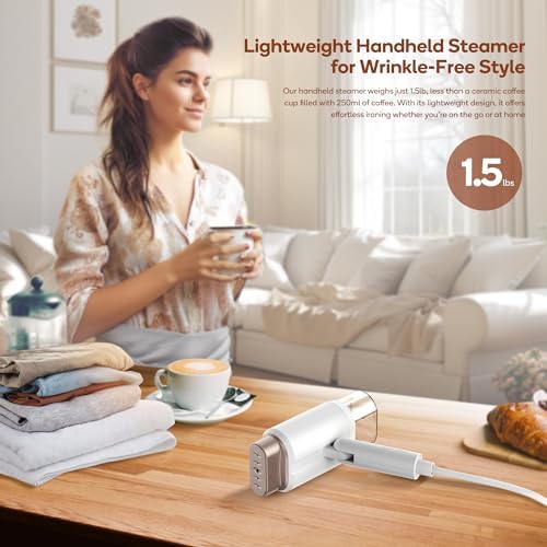 Newbealer Steamer for Clothes, 1200W Travel Steamer with Horizontal & Vertical Steaming, 2 Steam Levels, Dry Ironing, Foldable, 1.5lbs Lightly, 180ml Handheld Fabric Wrinkle Remover (120V Only) - Image 3