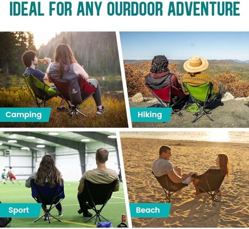 Swivel Portable Chair - Small Compact Collapsible Folding Chairs for Adults, Setup in 8 Seconds, Lightweight Outdoor Backpack Chair for Camping, Travel, Hiking, Beach, Support 300 LBS - Image 7