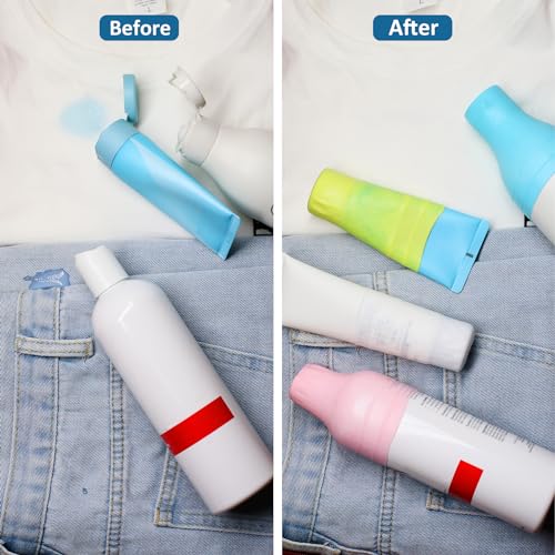 5 Pack Travel Essentials Accessories Silicone Bottle Covers, Cruise Essentials, Beach Vacation Essentials for Women Men, Elastic Sleeves for Leak Proofing, Fit Travel Size Bottles Toiletries - Image 2
