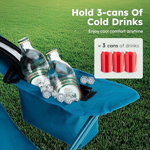 ALPHA CAMP Camping Chair 2 Pack Portable Chair with 3-Can Cooler Folding Chair with Side Pocket and Cup Holder, Collapsible for Camping, Tailgates, Beach, Fishing and Sports,2PC - Image 5